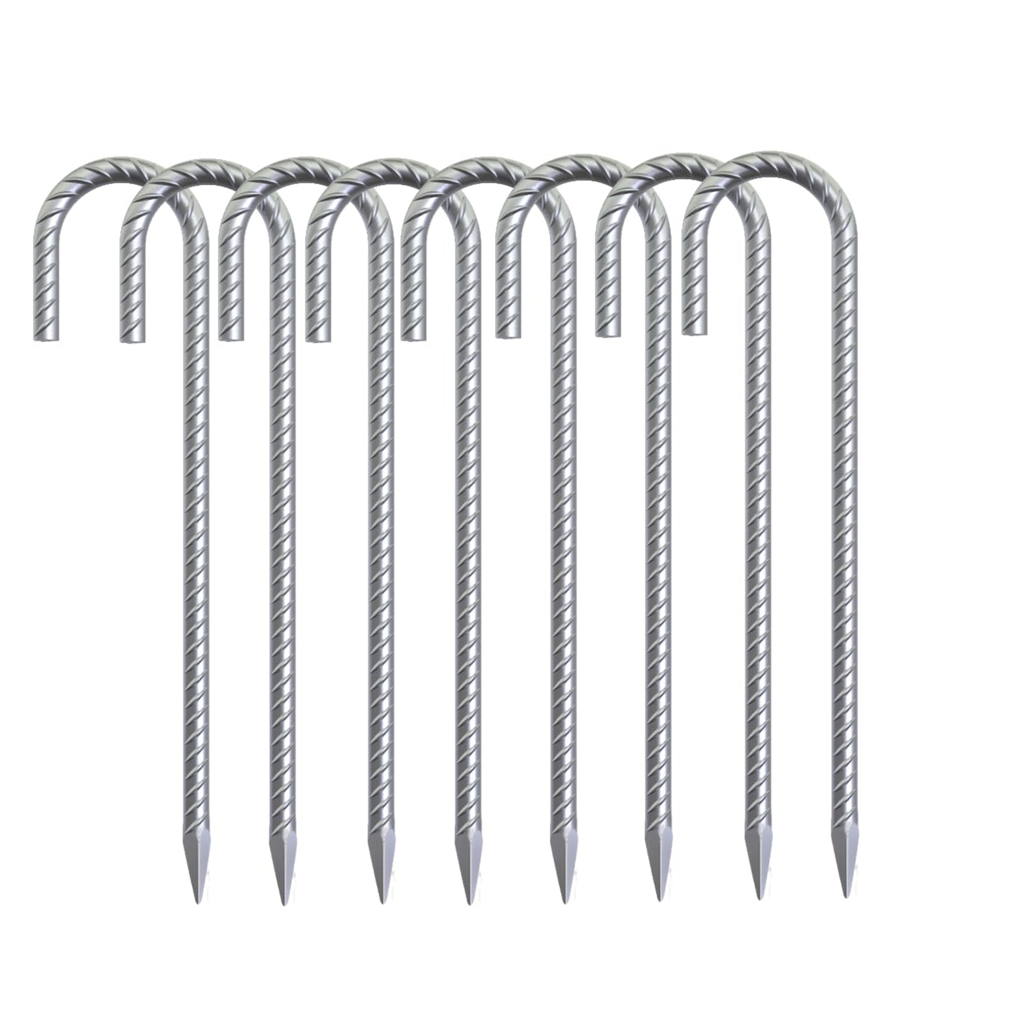 30 Pack 12" Ground Rebar Stakes Heavy Duty J Hook Ground Anchors, Curved Steel Plant Support Garden Stake Anti Rust Galvanized Ground Stakes