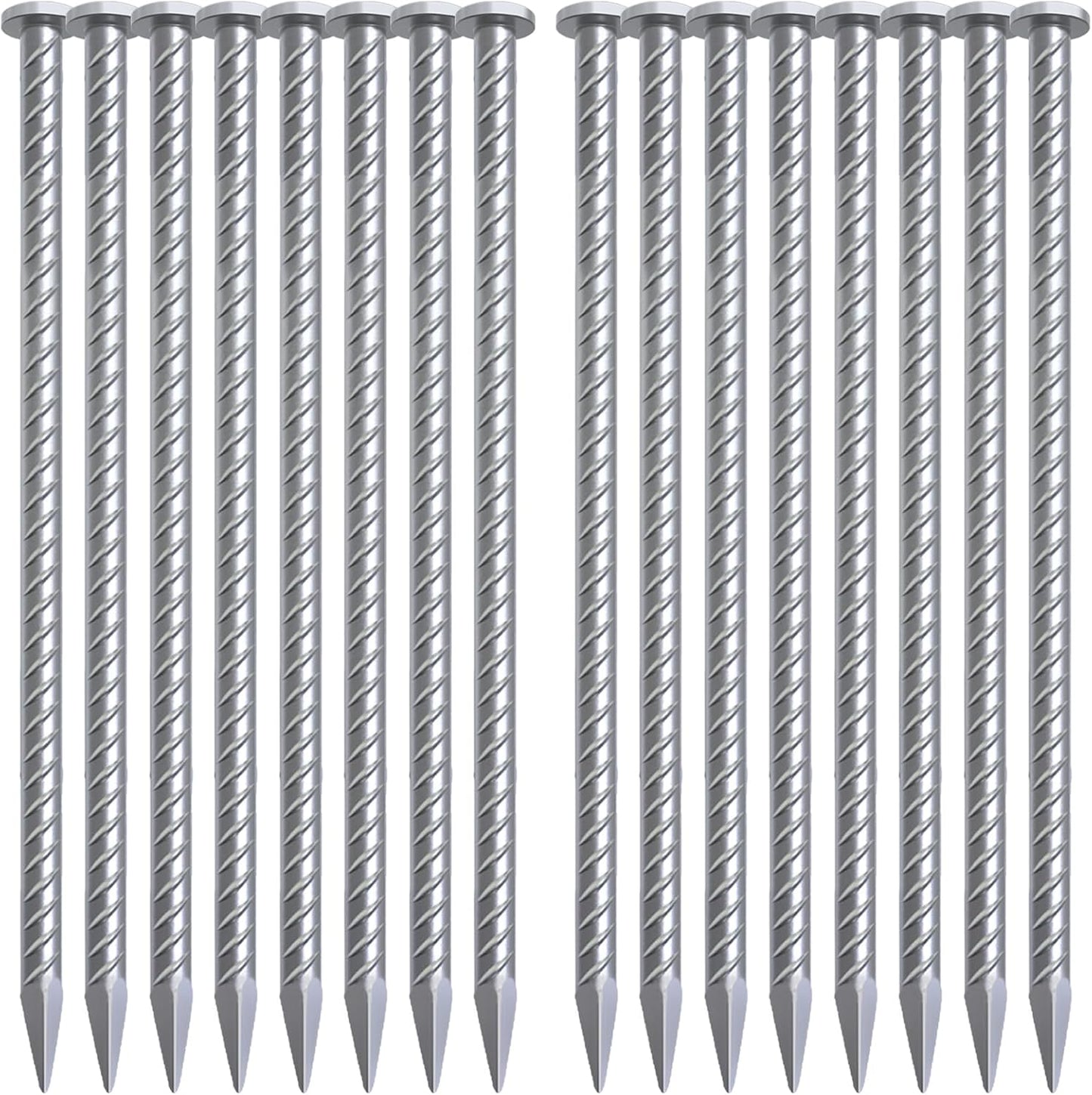 VVOKGO Rebar Stake 12 Inches Long 1/2 Inch Thickness Galvanized Cement Stakes Plant Support Garden Stakes, Metal Anchoring Landscape Spikes for Asphaltl, Caltrops Tire Spikes for Driveway(16Pcs)