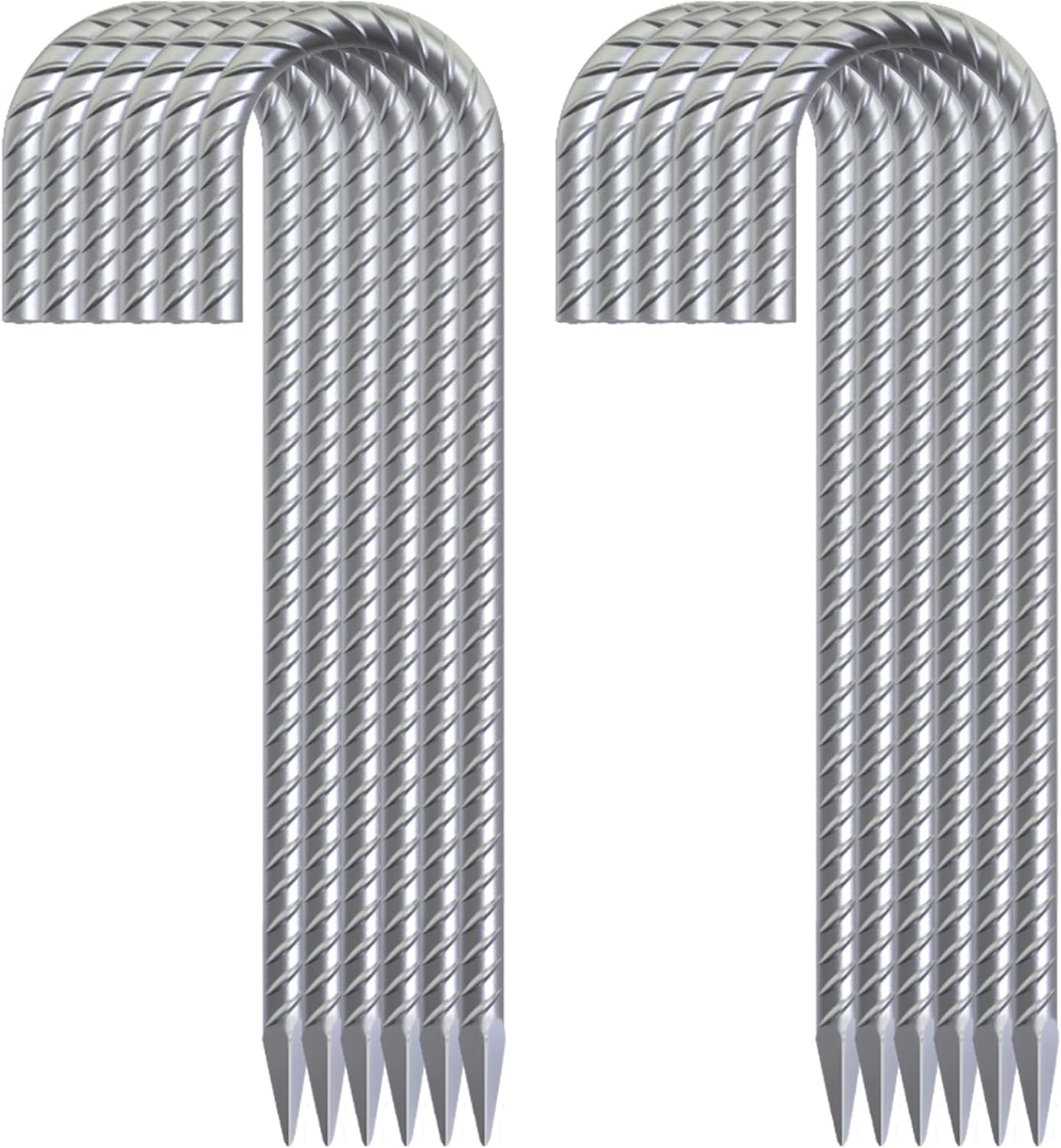 30 Pack 12" Ground Rebar Stakes Heavy Duty J Hook Ground Anchors, Curved Steel Plant Support Garden Stake Anti Rust Galvanized Ground Stakes