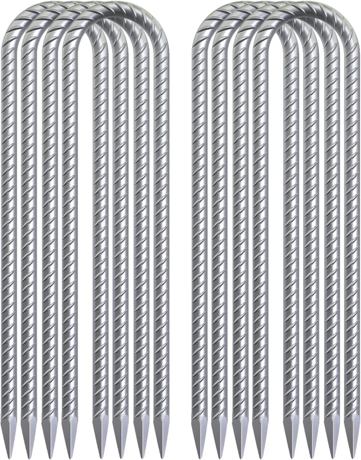 8-Pack Trampoline Wind Stakes 16 Inch U Shaped Rebar Ground Stakes Galvanized Ground Anchors for Trampoline Security