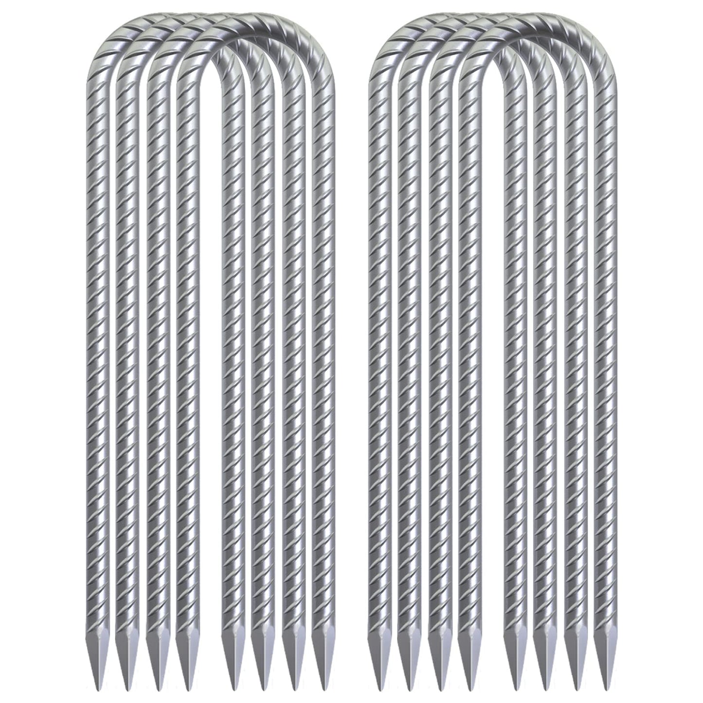 28 Pack 16" Galvanized Rebar Stakes Heavy Duty J Hook Ground Anchors, Curved Steel Tent Stakes Anti Rust Steel Ground Stakes