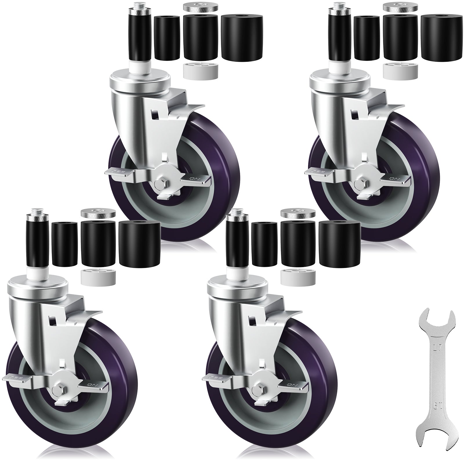 OK5STAR 5 Inch Expanding Stem Caster Wheels