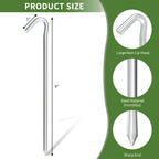 9 Inch Tent Stakes, Tent Stakes Metal, Heavy Duty Tarp Camping Stakes