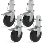 OK5STAR Baker Scaffold Wheels, 5 Inch Scaffolding Wheels Set of 4 with Dual Locking Brakes, Scaffolding Casters 1-1/4" Square Stem Scaffolding Accessories, 440LBS Capacity per Wheel
