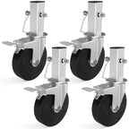 OK5STAR Baker Scaffold Wheels, 5 Inch Scaffolding Wheels Set of 4 with Dual Locking Brakes, Scaffolding Casters 1-1/4" Square Stem Scaffolding Accessories, 440LBS Capacity per Wheel