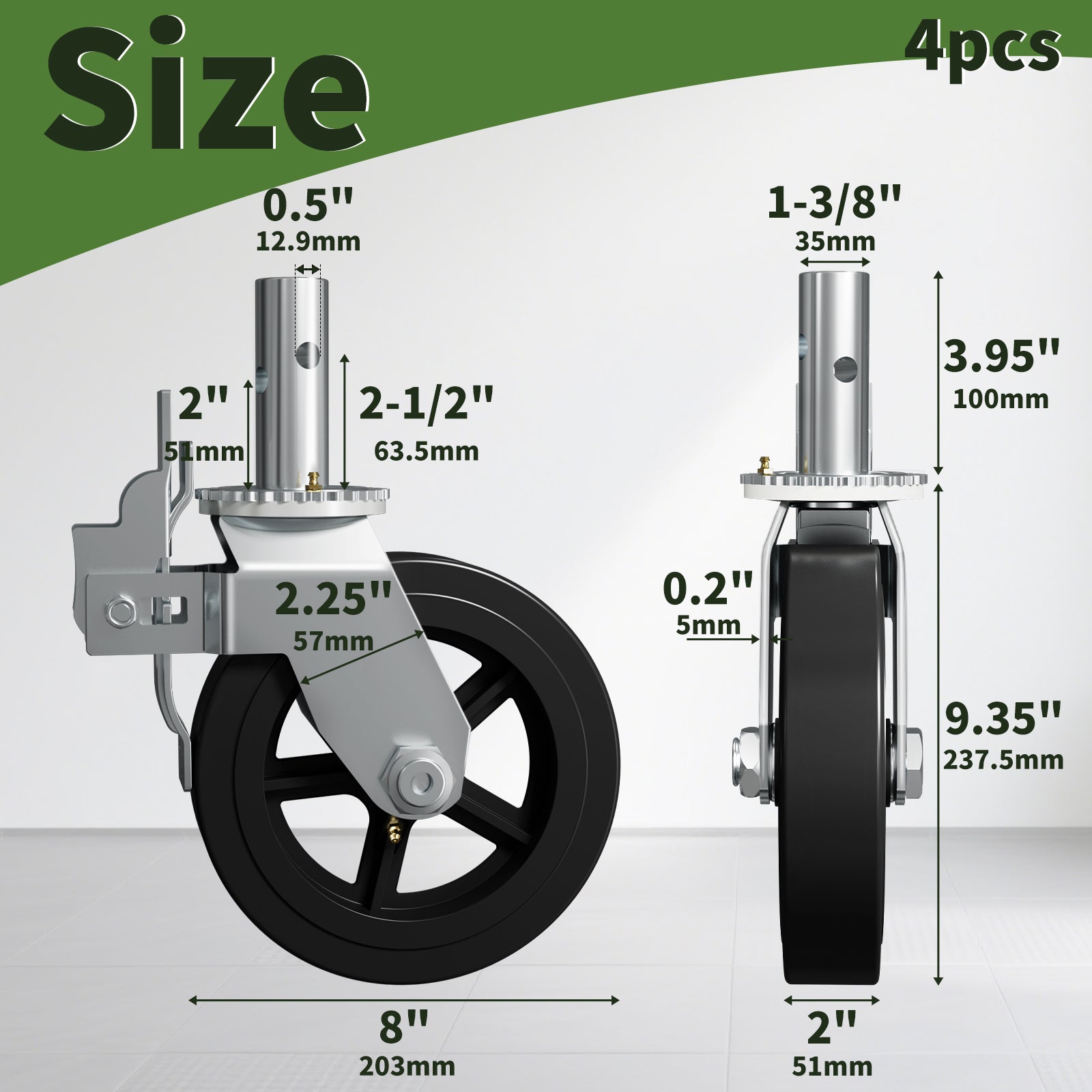OK5STAR 8 Inch Scaffolding Wheels