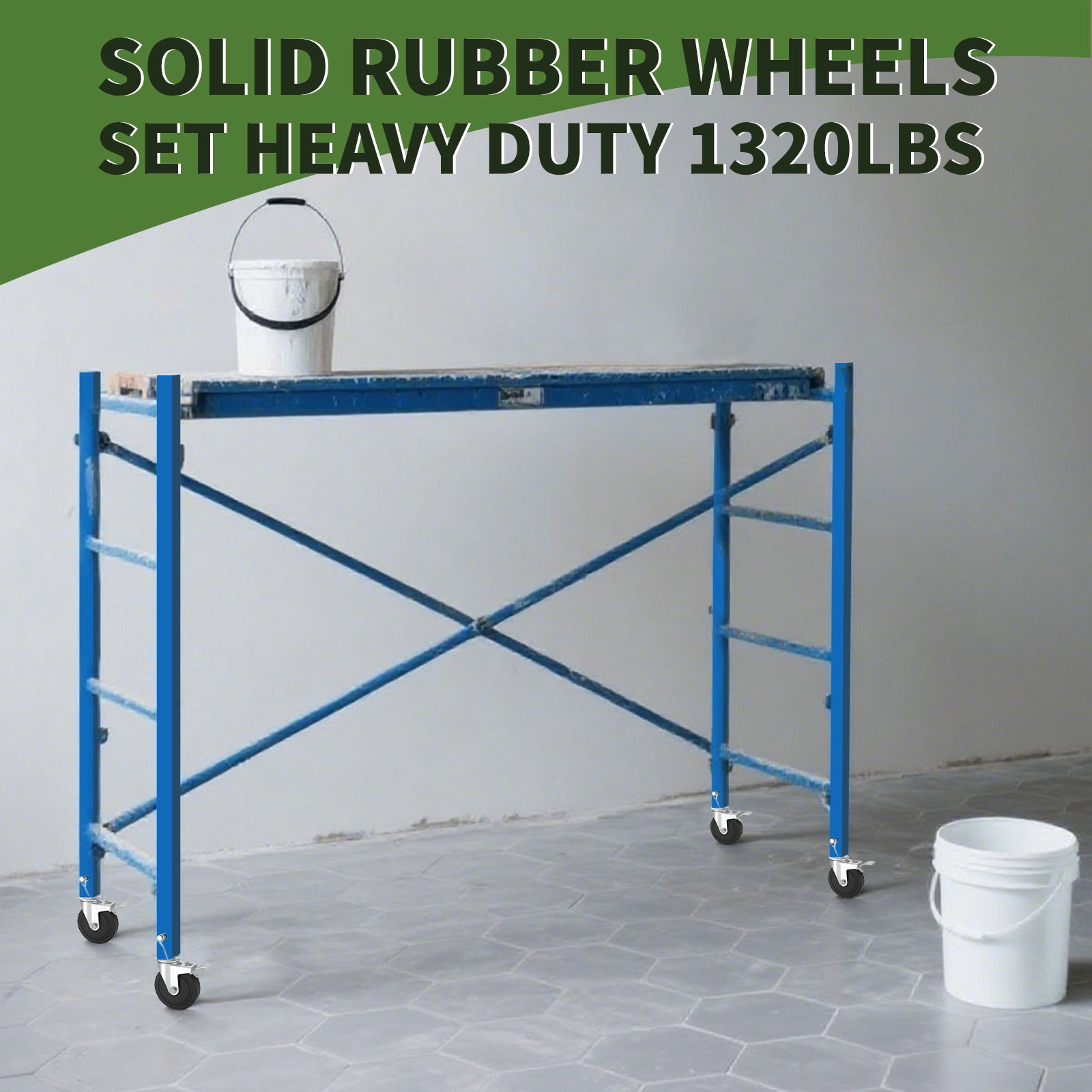 OK5STAR Baker Scaffold Wheels, 5 Inch Scaffolding Wheels Set of 4 with Dual Locking Brakes, Scaffolding Casters 1-1/4" Square Stem Scaffolding Accessories, 440LBS Capacity per Wheel
