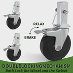 OK5STAR Baker Scaffold Wheels, 5 Inch Scaffolding Wheels Set of 4 with Dual Locking Brakes, Scaffolding Casters 1-1/4" Square Stem Scaffolding Accessories, 440LBS Capacity per Wheel