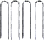 16 Inch Trampoline Wind Stakes 4 Pack U Shaped Rebar Ground Stakes Galvanized Trampoline Stakes Heavy Duty Ground Anchors for Trampoline Security