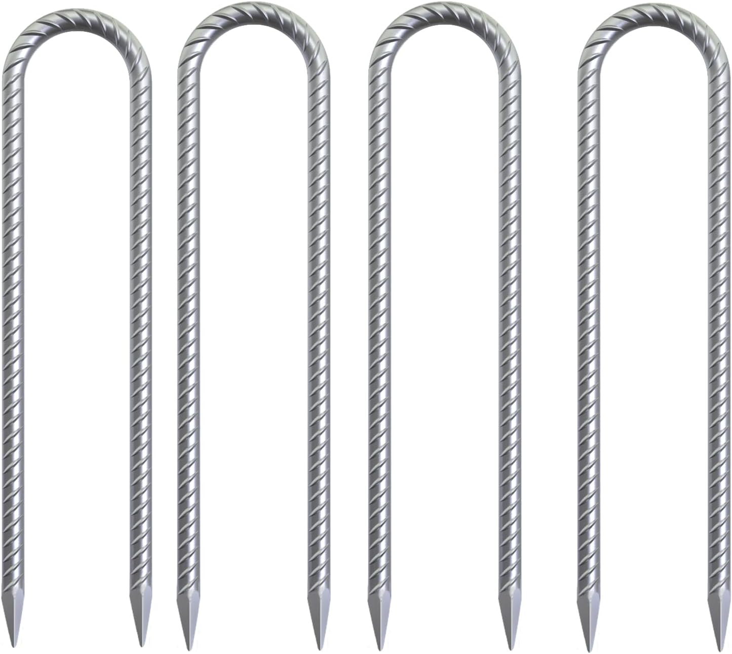 16 Inch Trampoline Wind Stakes 4 Pack U Shaped Rebar Ground Stakes Galvanized Trampoline Stakes Heavy Duty Ground Anchors for Trampoline Security