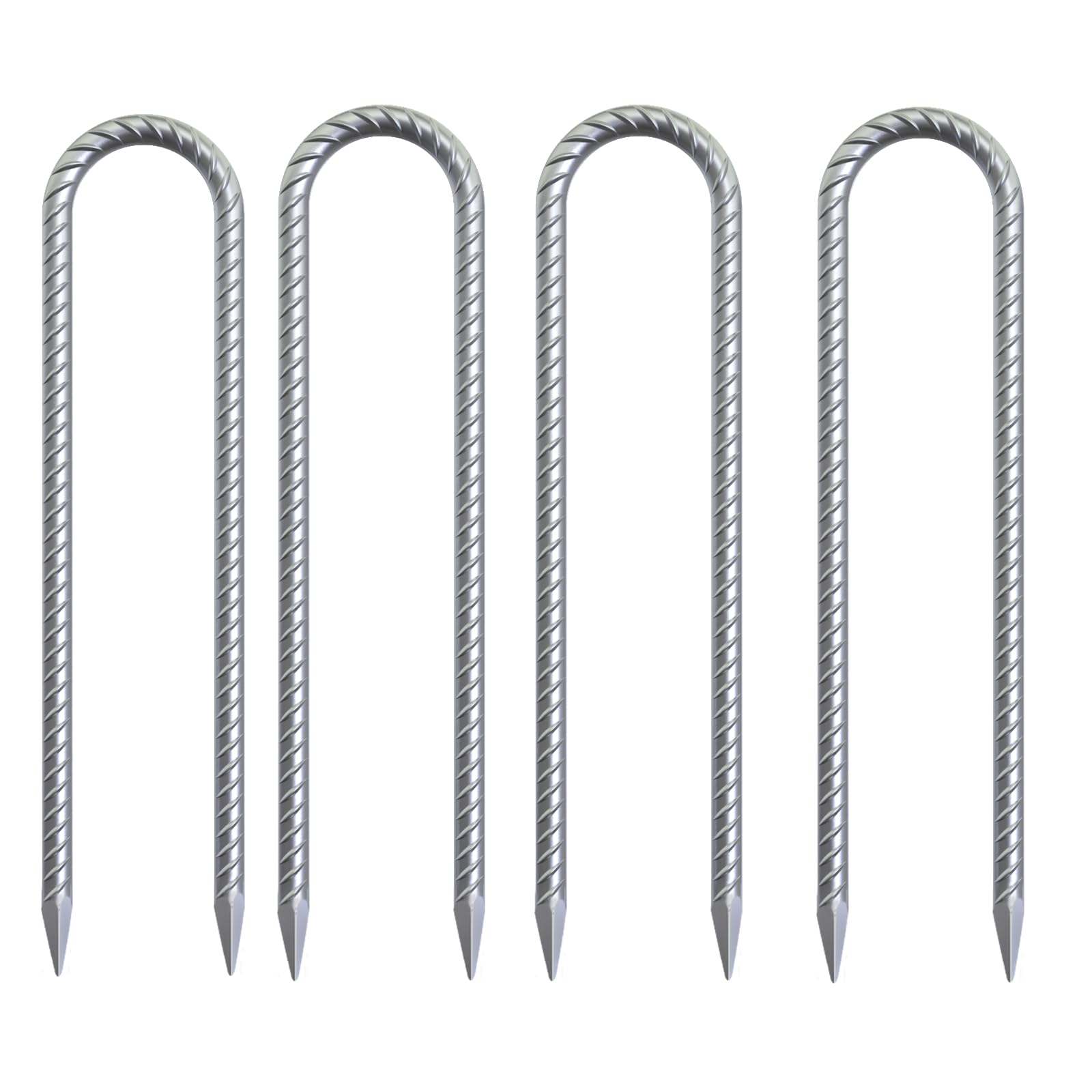 8-Pack Trampoline Wind Stakes 16 Inch U Shaped Rebar Ground Stakes Galvanized Ground Anchors for Trampoline Security