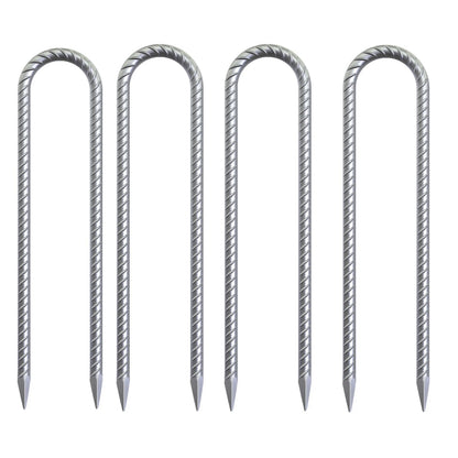 28 Pack 16" Galvanized Rebar Stakes Heavy Duty J Hook Ground Anchors, Curved Steel Tent Stakes Anti Rust Steel Ground Stakes