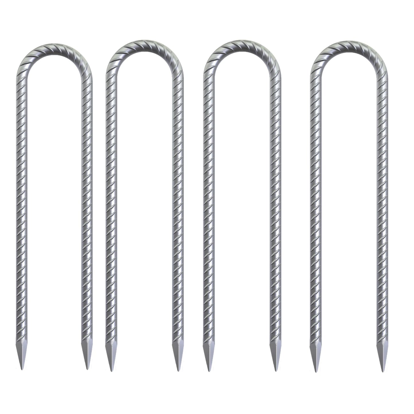 8 Pack 16" Galvanized Rebar Stakes Heavy Duty J Hook Ground Anchors, Curved Steel Tent Stakes Anti Rust Steel Ground Stakes