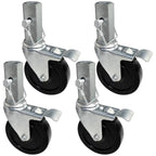 Baker Scaffold Wheels, 5 Inch Scaffolding Wheels Set of 4 with Dual Locking Brakes, Scaffolding Casters 1-1/4" Square Stem Scaffolding Accessories, 440LBS Capacity per Wheel