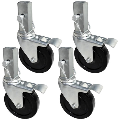 Baker Scaffold Wheels, 5 Inch Scaffolding Wheels Set of 4 with Dual Locking Brakes, Scaffolding Casters 1-1/4" Square Stem Scaffolding Accessories, 440LBS Capacity per Wheel