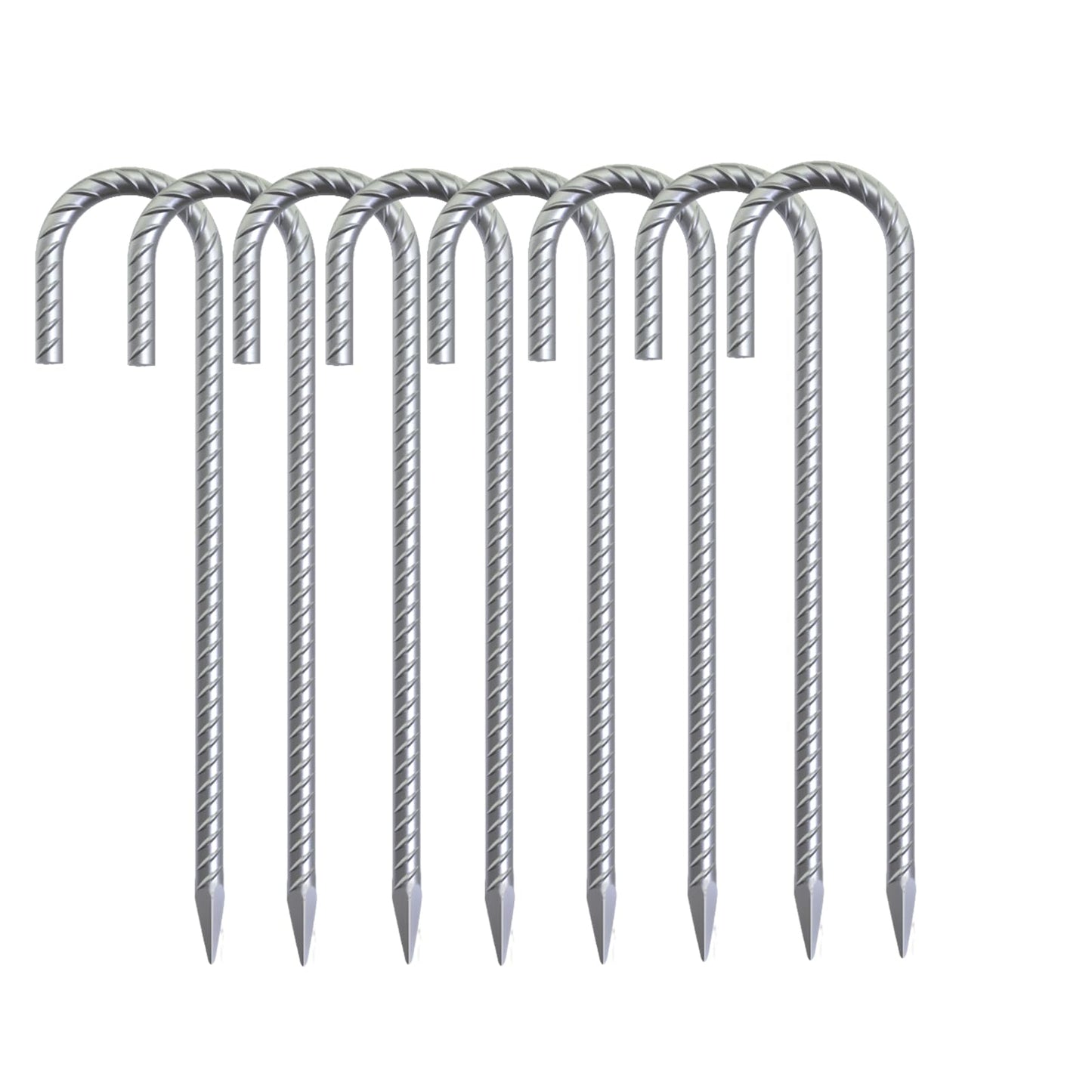 55 Pack 12 inch Galvanized Rebar Stakes, Heavy Duty J Hook Ground Anchors, Curved Steel Tent Stakes Anti Rust Steel Ground Stakes