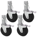 Baker Scaffold Wheels, 5 Inch Scaffolding Wheels Set of 4 with Dual Locking Brakes, Scaffolding Casters 1-1/4" Square Stem Scaffolding Accessories, 440LBS Capacity per Wheel