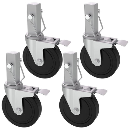 Baker Scaffold Wheels, 5 Inch Scaffolding Wheels Set of 4 with Dual Locking Brakes, Scaffolding Casters 1-1/4" Square Stem Scaffolding Accessories, 440LBS Capacity per Wheel