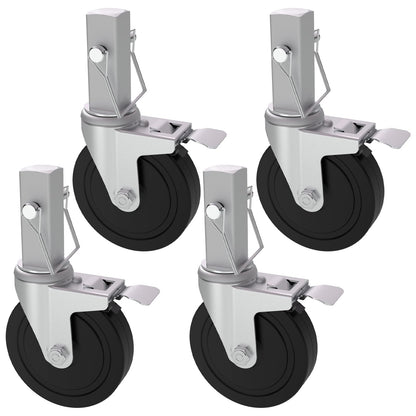 Baker Scaffold Wheels, 5 Inch Scaffolding Wheels Set of 4 with Dual Locking Brakes, Scaffolding Casters 1-1/4" Square Stem Scaffolding Accessories, 440LBS Capacity per Wheel