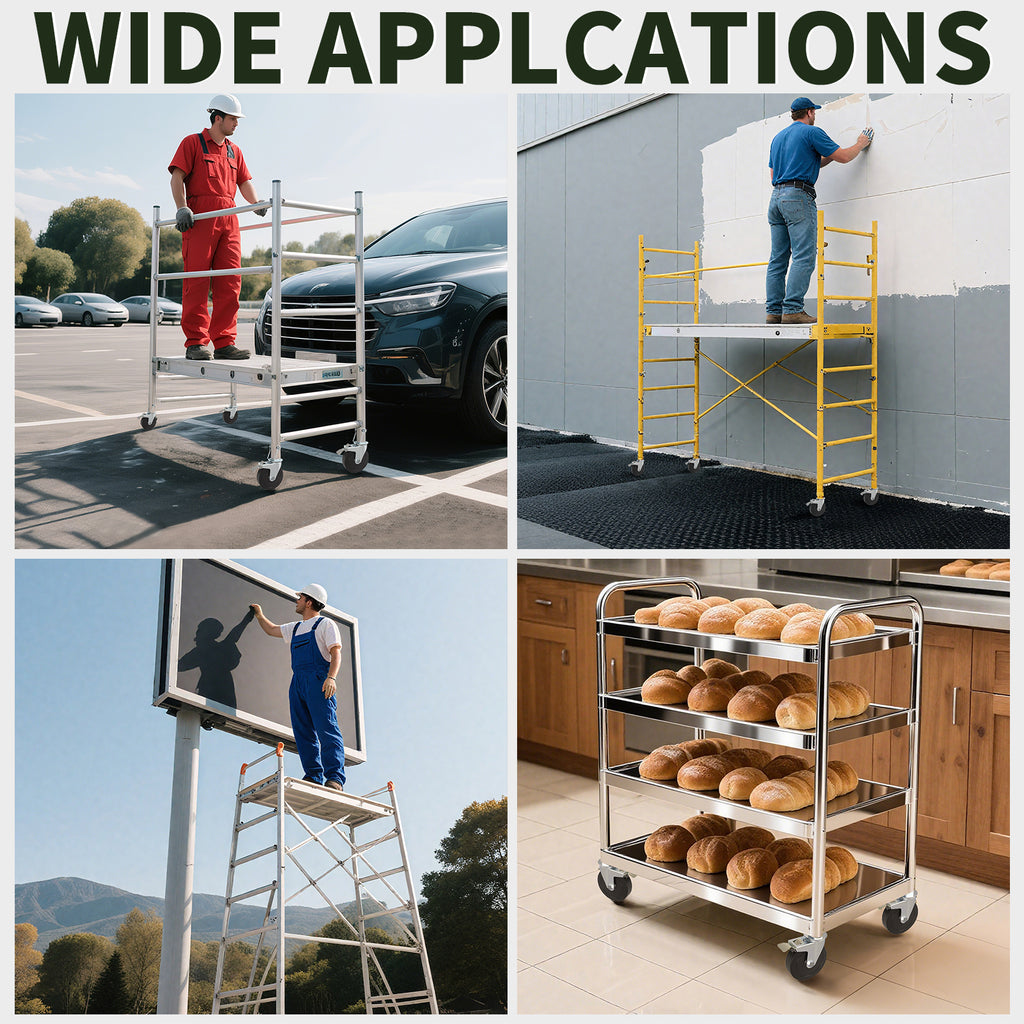 OK5STAR Baker Scaffold Wheels, 5 Inch Scaffolding Wheels Set of 4 with Dual Locking Brakes, Scaffolding Casters 1-1/4" Square Stem Scaffolding Accessories, 440LBS Capacity per Wheel