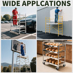 OK5STAR Baker Scaffold Wheels, 5 Inch Scaffolding Wheels Set of 4 with Dual Locking Brakes, Scaffolding Casters 1-1/4" Square Stem Scaffolding Accessories, 440LBS Capacity per Wheel