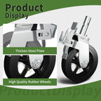 OK5STAR 8 Inch Scaffolding Wheels, Scaffold Caster with Dual Locking Brakes, Heavy Duty 750LBS Capacity per Rubber Caters 1-1/4" Solid Round Stem Replacement for Scaffold Workbench Shelves