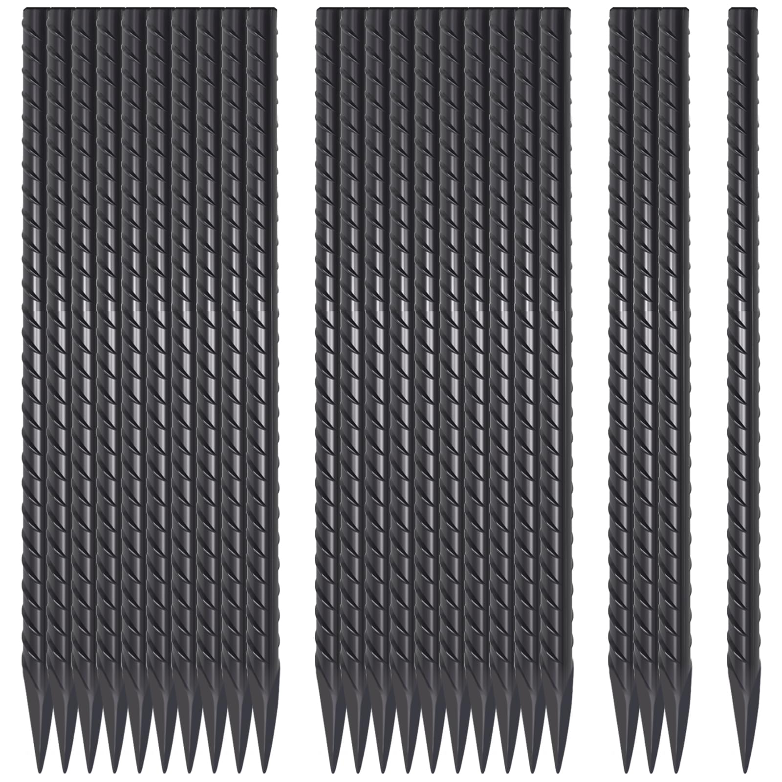 VVOKGO 12 Inches Trampoline Stakes Anchors High Wind Heavy Duty, 8pcs U Shaped Ground Rebar Metal Tent Galvanized Steel Stakes Tie Down Anchor Kit for Camping Tents, Soccer Net, Swing Set Black