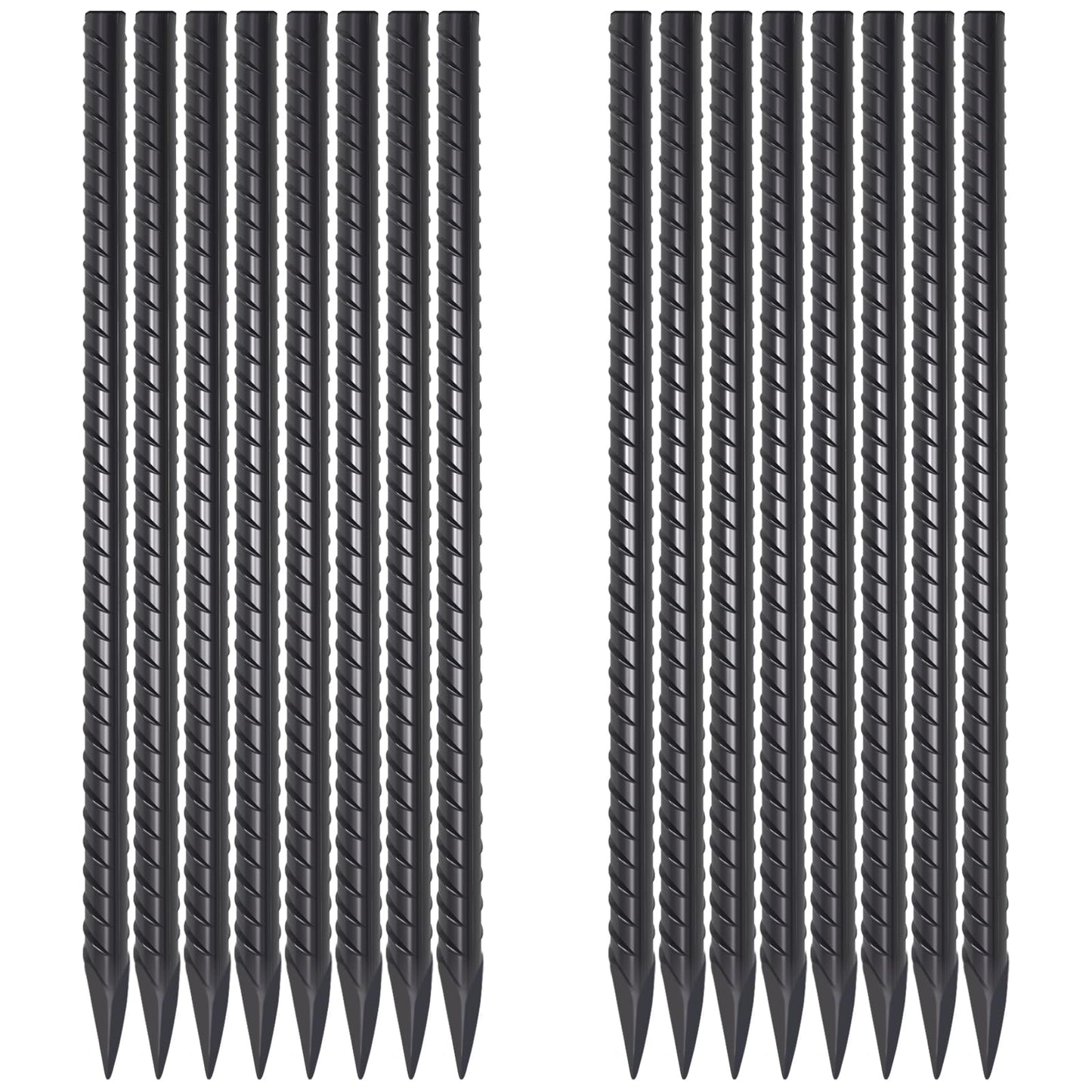 VVOKGO Rebar Stakes 24 Inch Ground Straight Rebar Stakes (24pcs), Heavy Duty Ground Anchors, 3/8" Diameter Steel Plant Support Garden Stake with Chisel Point End, Hammer Through Hard Soil for Camping