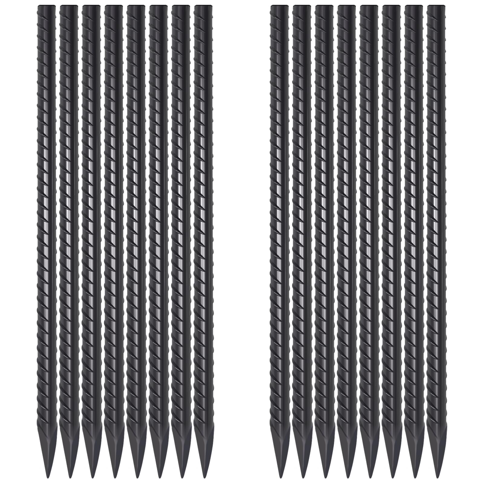 VVOKGO Rebar Stakes 24 Inch Ground Straight Rebar Stakes (24pcs), Heavy Duty Ground Anchors, 3/8" Diameter Steel Plant Support Garden Stake with Chisel Point End, Hammer Through Hard Soil for Camping