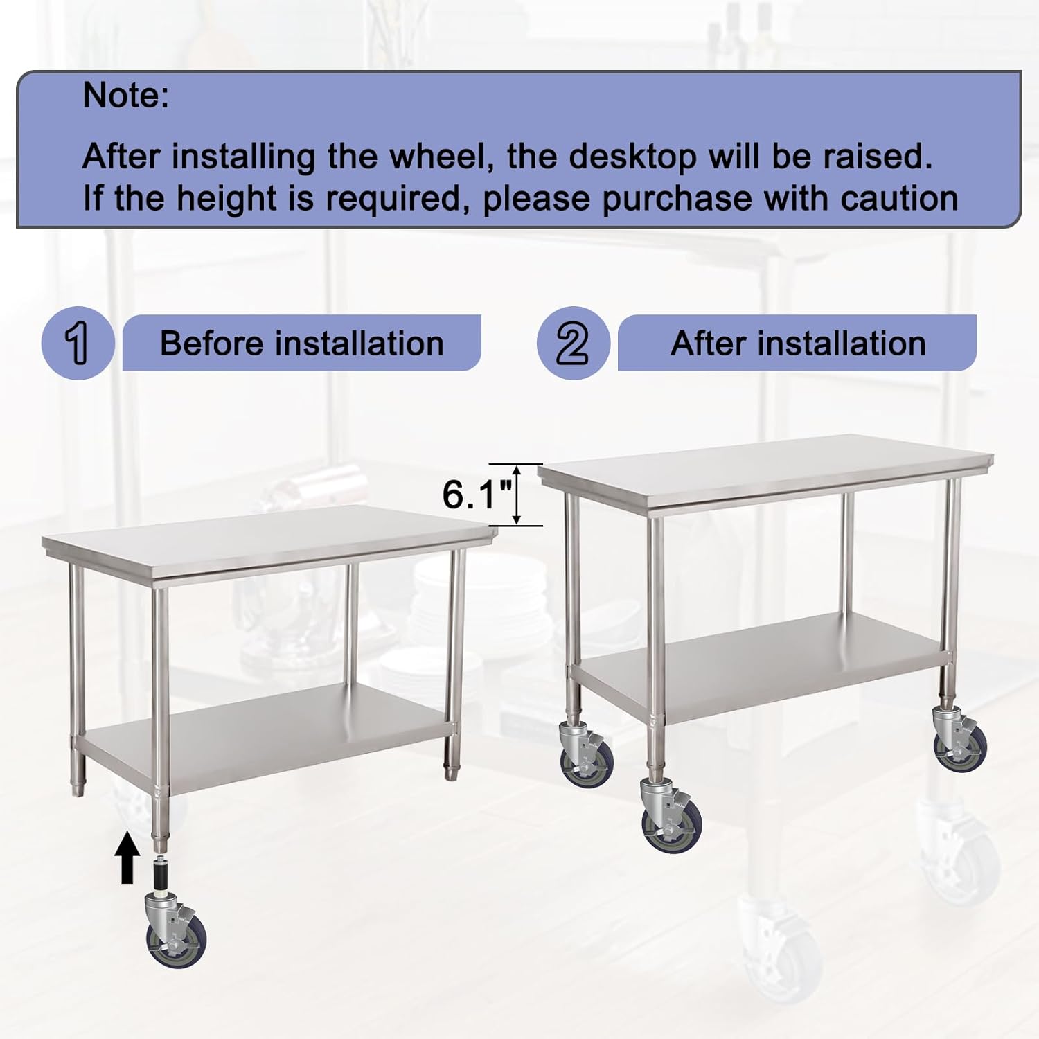 5 Inch Expanding Stem Caster Wheels Set of 4 for Table Legs, Expandable Stem Caster All with Brake Fit 7/8", 1", 1-1/2" and 1-5/8" Inner Diameter Tube Leg Adapter Caster