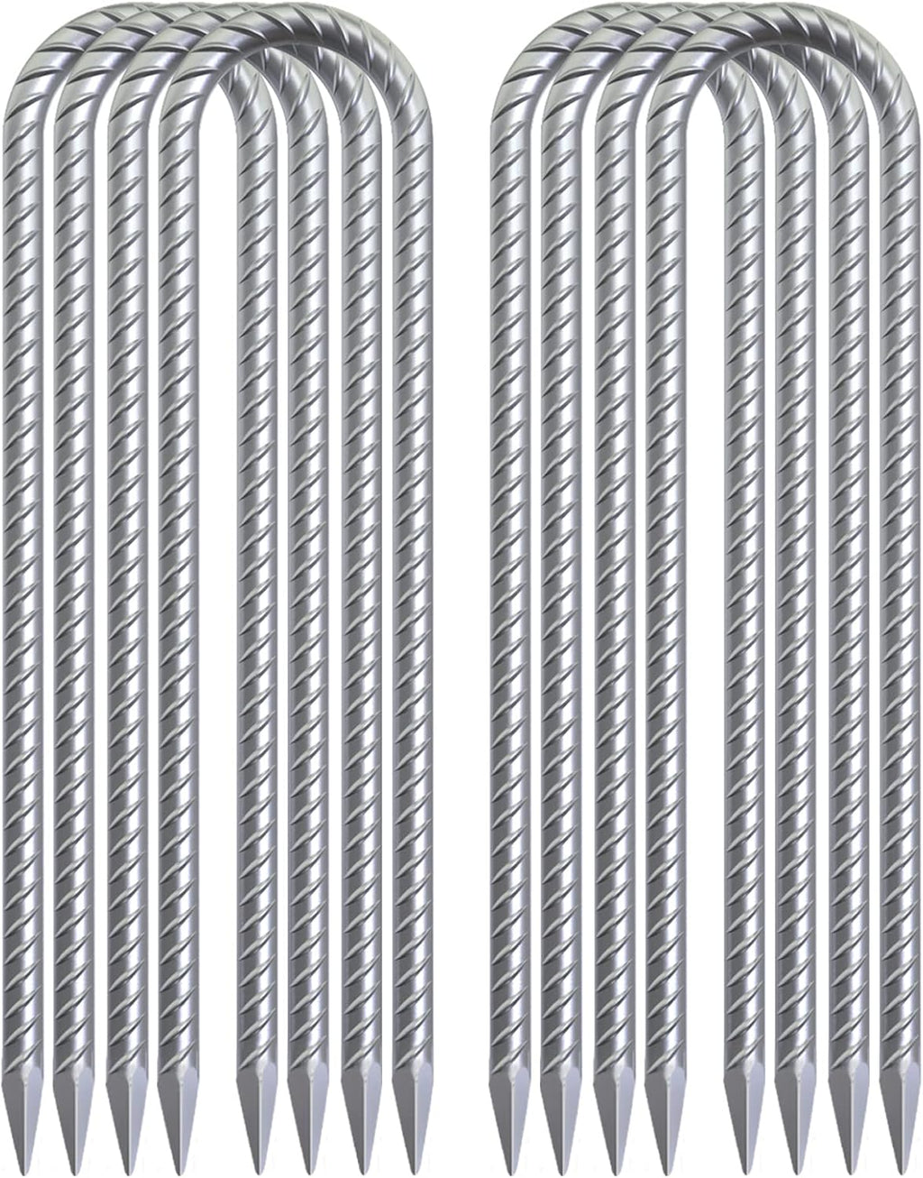 16 Inch Trampoline Wind Stakes 16 Pack U Shaped Rebar Ground Stakes Galvanized Trampoline Stakes Heavy Duty Ground Anchors for Trampoline