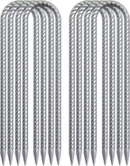 16 Inch Trampoline Wind Stakes 16 Pack U Shaped Rebar Ground Stakes Galvanized Trampoline Stakes Heavy Duty Ground Anchors for Trampoline