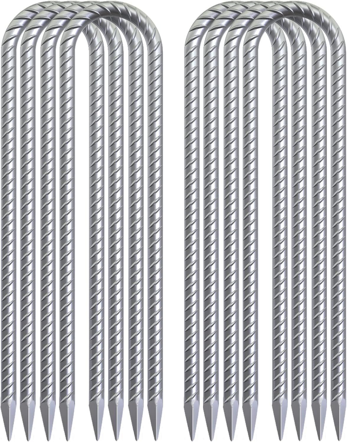 16 Inch Trampoline Wind Stakes 16 Pack U Shaped Rebar Ground Stakes Galvanized Trampoline Stakes Heavy Duty Ground Anchors for Trampoline