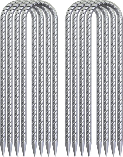 16 Inch Trampoline Wind Stakes 16 Pack U Shaped Rebar Ground Stakes Galvanized Trampoline Stakes Heavy Duty Ground Anchors for Trampoline
