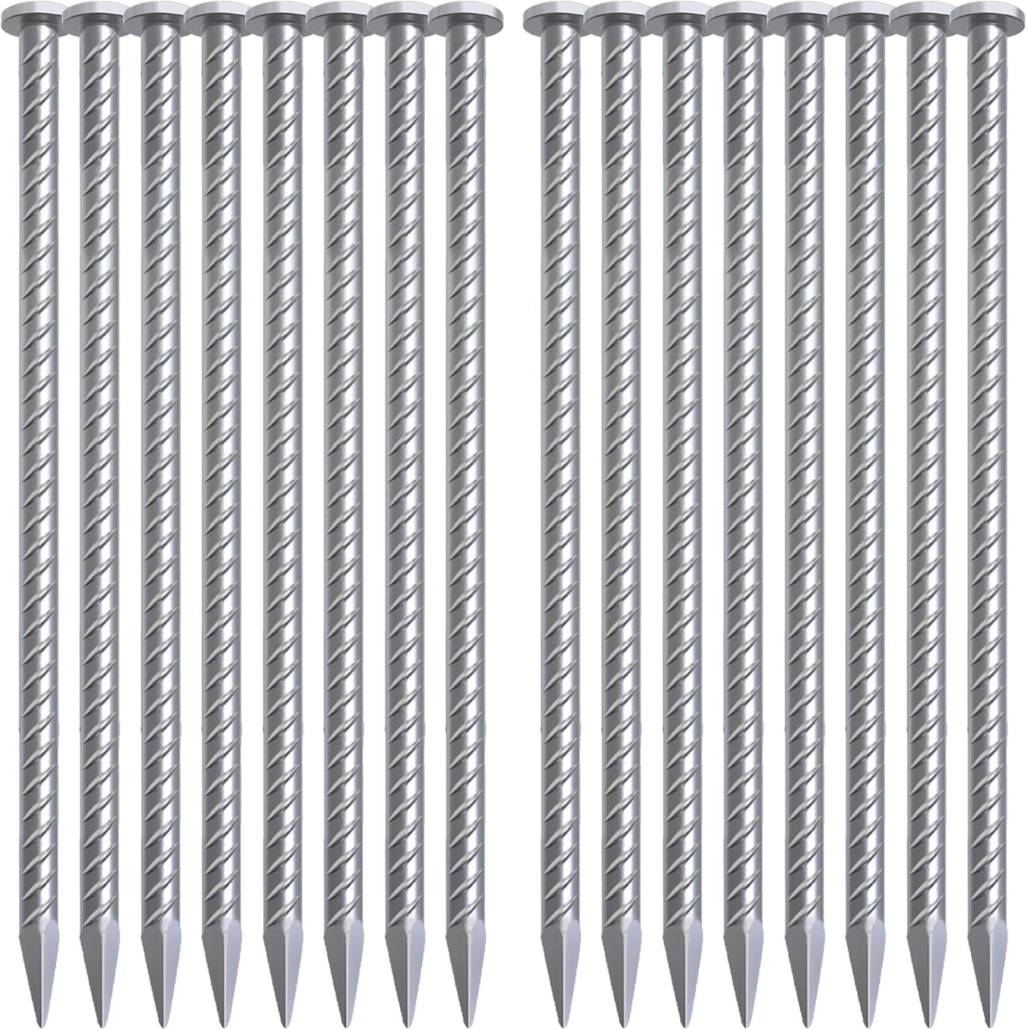 VVOKGO Rebar Stake 12 Inches Long 1/2 Inch Thickness Galvanized Cement Stakes Plant Support Garden Stakes, Metal Anchoring Landscape Spikes for Asphaltl, Caltrops Tire Spikes for Driveway(16Pcs)