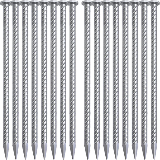 VVOKGO Rebar Stake 12 Inches Long 1/2 Inch Thickness Galvanized Cement Stakes Plant Support Garden Stakes, Metal Anchoring Landscape Spikes for Asphaltl, Caltrops Tire Spikes for Driveway(16Pcs)