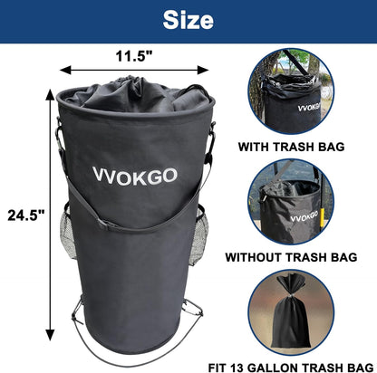 Boat Trash Can with 50 Replacement Plastic Bags,100% Odor Leak proof 1000D Portable Garbage Storage Bag, Pontoon Boat Accessories 13 Gallon Collapsible Garbage Can Container Fishing, Sandbar, Kayak,RV