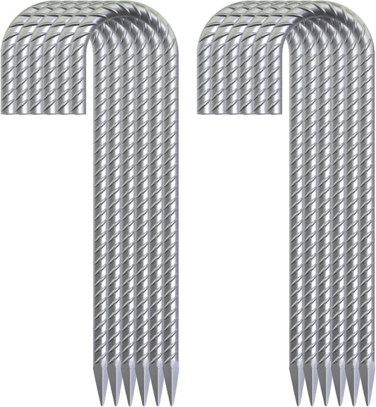 12 Pack 12" Galvanized Rebar Stakes Heavy Duty J Hook Ground Anchors, Curved Steel Tent Stakes Anti Rust Steel Ground Stakes