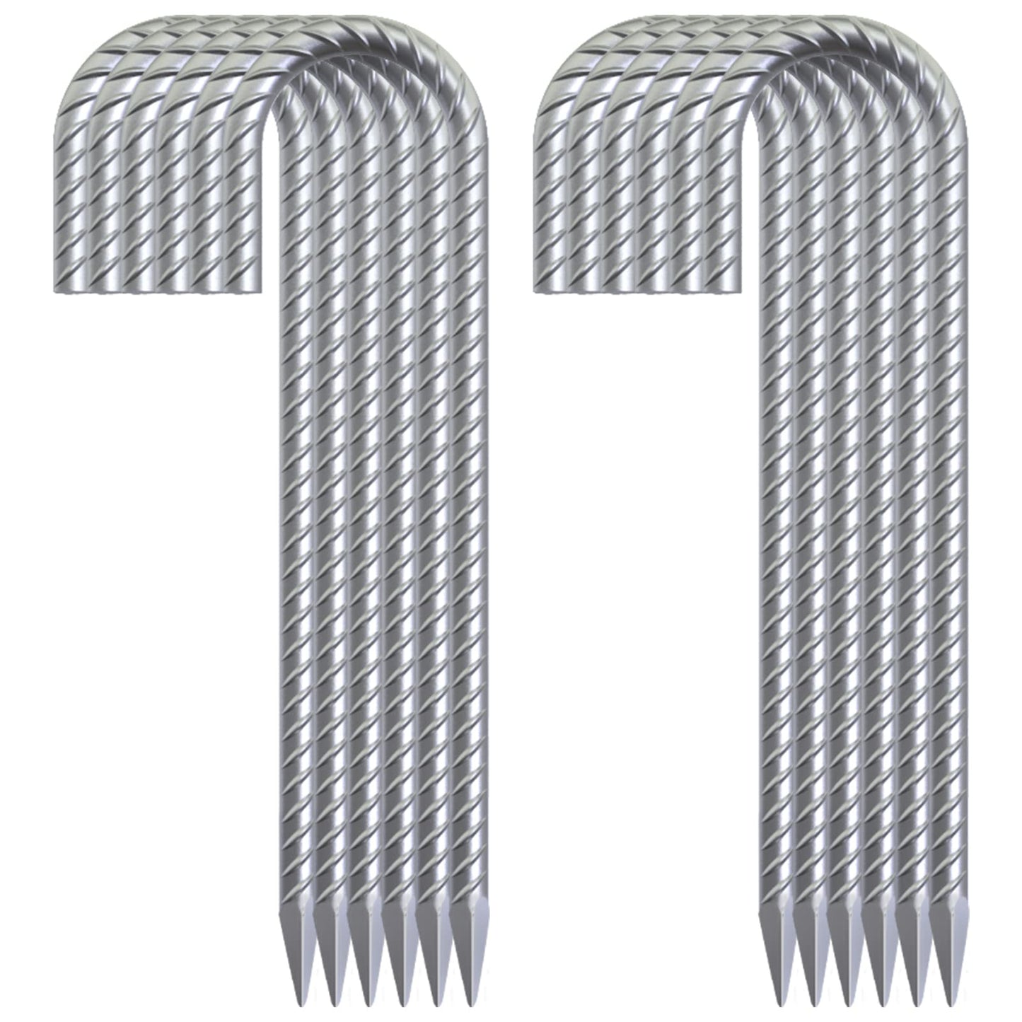 8 Pack 16" Galvanized Rebar Stakes Heavy Duty J Hook Ground Anchors, Curved Steel Tent Stakes Anti Rust Steel Ground Stakes