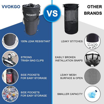 Boat Trash Can with 50 Replacement Plastic Bags,100% Odor Leak proof 1000D Portable Garbage Storage Bag, Pontoon Boat Accessories 13 Gallon Collapsible Garbage Can Container Fishing, Sandbar, Kayak,RV