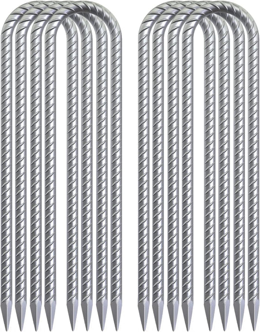 8-Pack Trampoline Wind Stakes 16 Inch U Shaped Rebar Ground Stakes Galvanized Ground Anchors for Trampoline Security