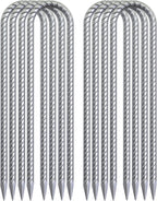 8-Pack Trampoline Wind Stakes 16 Inch U Shaped Rebar Ground Stakes Galvanized Ground Anchors for Trampoline Security