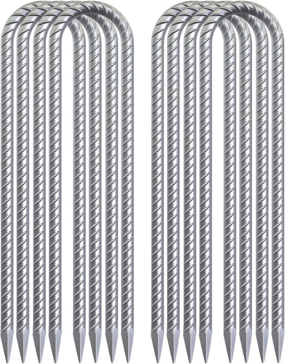 8-Pack Trampoline Wind Stakes 16 Inch U Shaped Rebar Ground Stakes Galvanized Ground Anchors for Trampoline Security