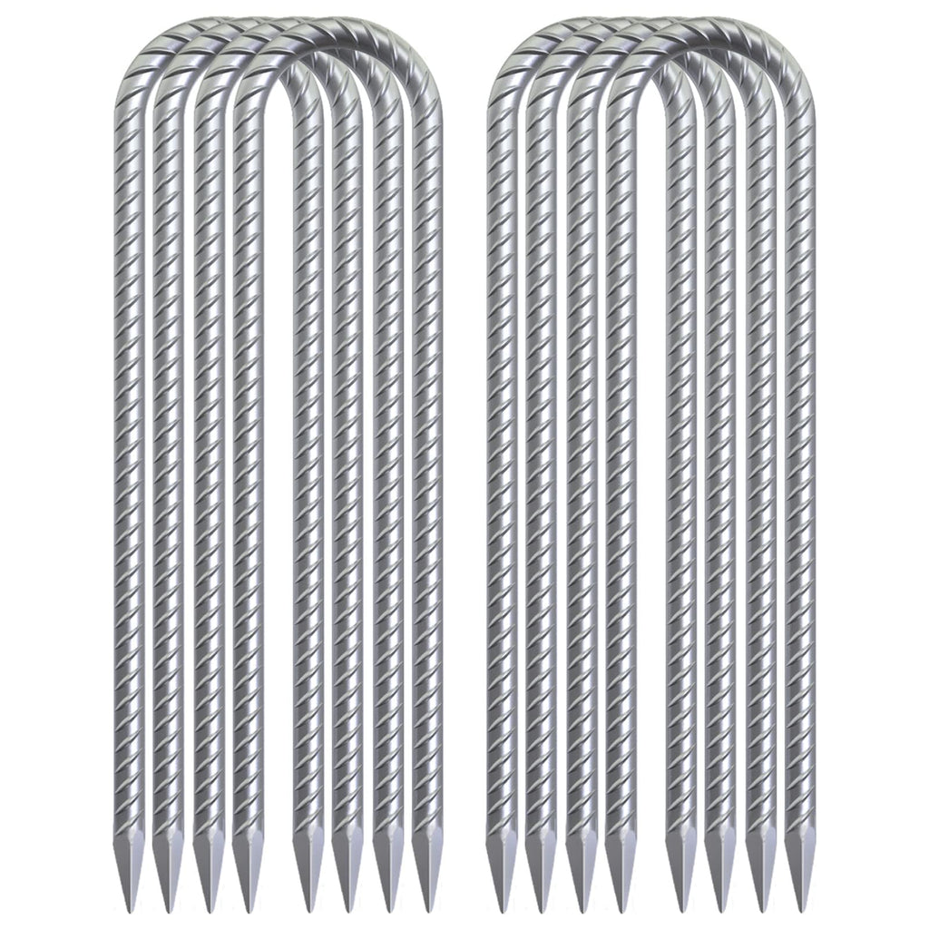 16 Inch Trampoline Wind Stakes 4 Pack U Shaped Rebar Ground Stakes Galvanized Trampoline Stakes Heavy Duty Ground Anchors for Trampoline Security