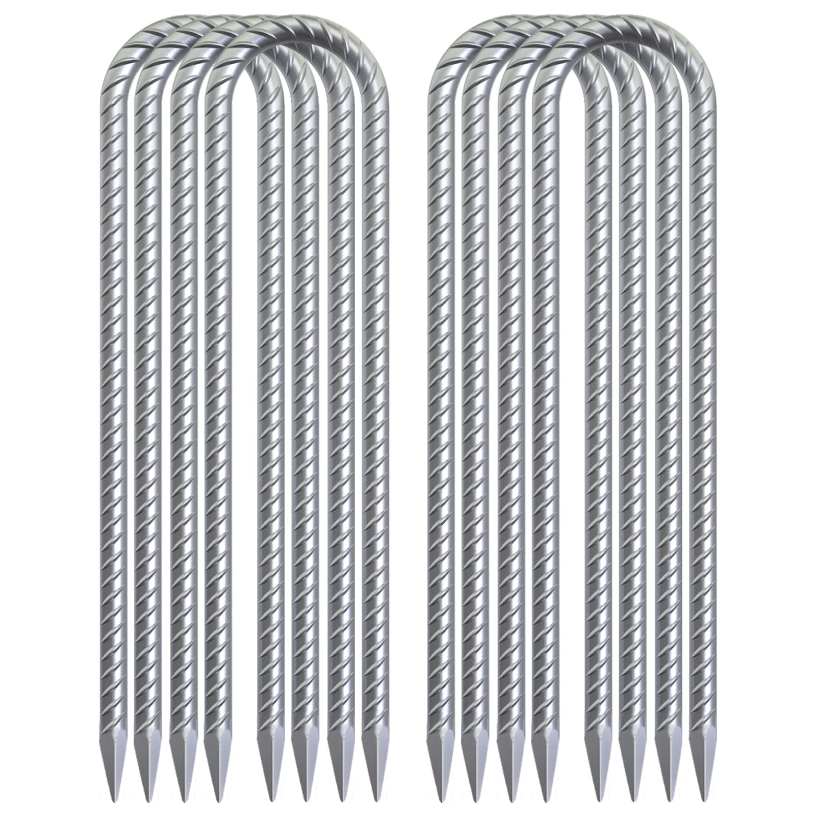 30 Pack 12" Ground Rebar Stakes Heavy Duty J Hook Ground Anchors, Curved Steel Plant Support Garden Stake Anti Rust Galvanized Ground Stakes
