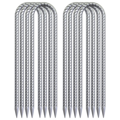 30 Pack 12" Ground Rebar Stakes Heavy Duty J Hook Ground Anchors, Curved Steel Plant Support Garden Stake Anti Rust Galvanized Ground Stakes