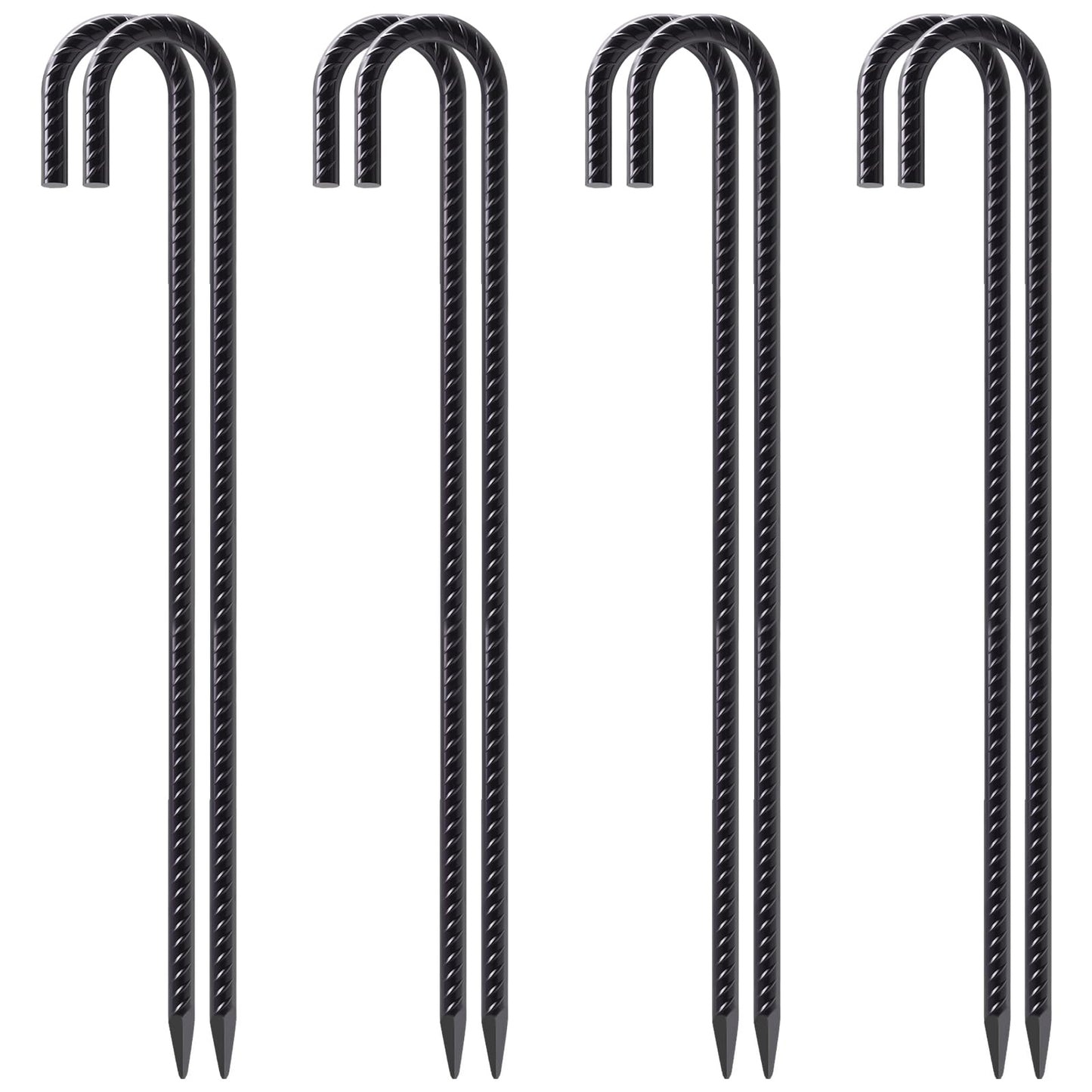 VVOKGO Rebar-Stakes-12-Inch Galvanized Ground Spikes,95 Pack J Hook Tent Stakes Heavy Duty Anti-Rust Fence Anchors with Chisel Point End, Securing Pins, Soccer Goals, Camping Tents, Garden Decoration