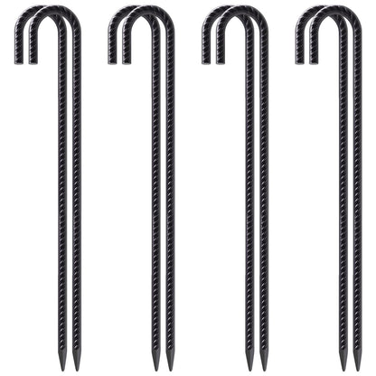 VVOKGO Rebar-Stakes-12-Inch Galvanized Ground Spikes,95 Pack J Hook Tent Stakes Heavy Duty Anti-Rust Fence Anchors with Chisel Point End, Securing Pins, Soccer Goals, Camping Tents, Garden Decoration