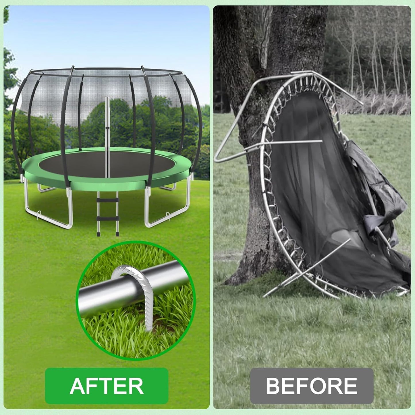 16 Inch Trampoline Wind Stakes 4 Pack U Shaped Rebar Ground Stakes Galvanized Trampoline Stakes Heavy Duty Ground Anchors for Trampoline Security