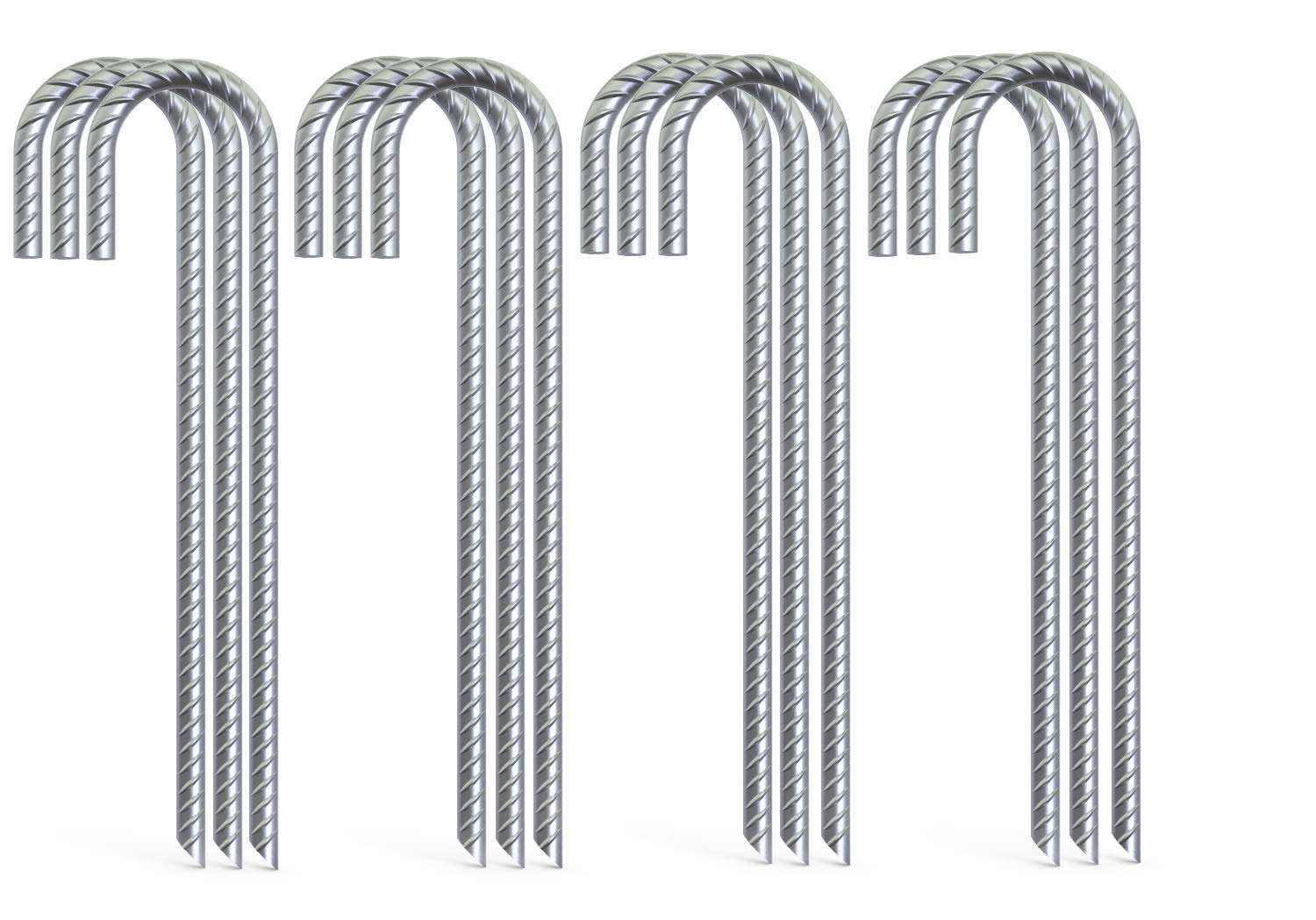 30 Pack 12" Ground Rebar Stakes Heavy Duty J Hook Ground Anchors, Curved Steel Plant Support Garden Stake Anti Rust Galvanized Ground Stakes